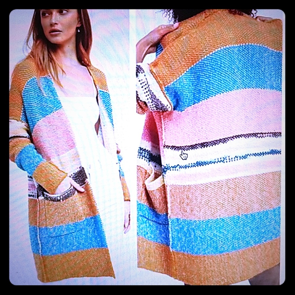 Free People think twice cardigan multi stripe swea